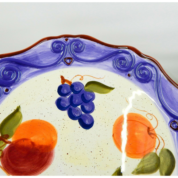 Tabletops Unlimited Hand-painted Medici Pattern Round Dinner Plate 11" - Picture 11 of 11